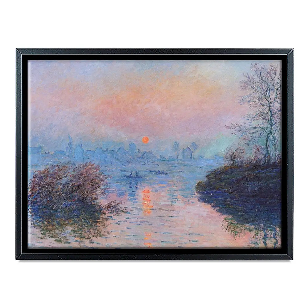 Sunset On The Seine At Lavacourt Winter Effect Canvas Print