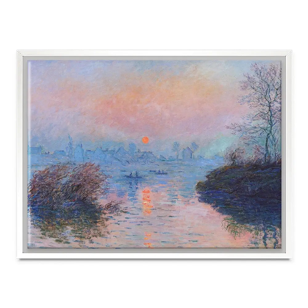 Sunset On The Seine At Lavacourt Winter Effect Canvas Print
