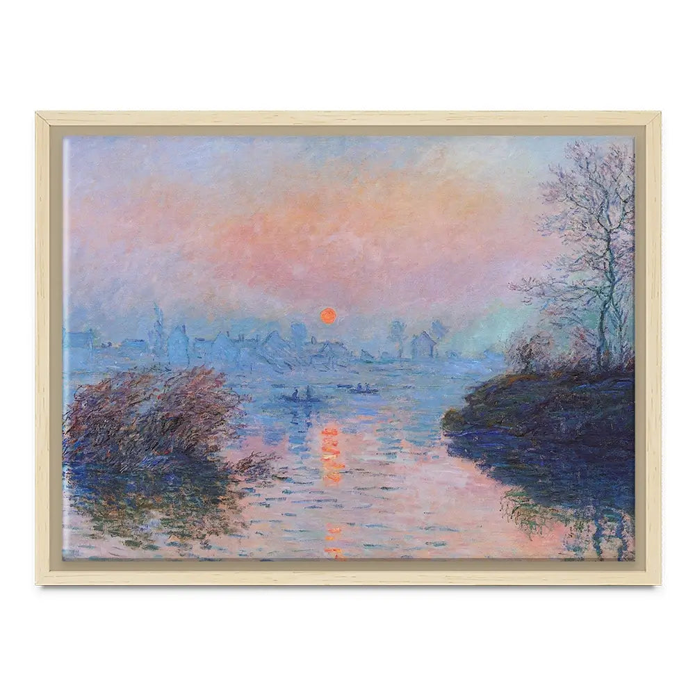 Sunset On The Seine At Lavacourt Winter Effect Canvas Print