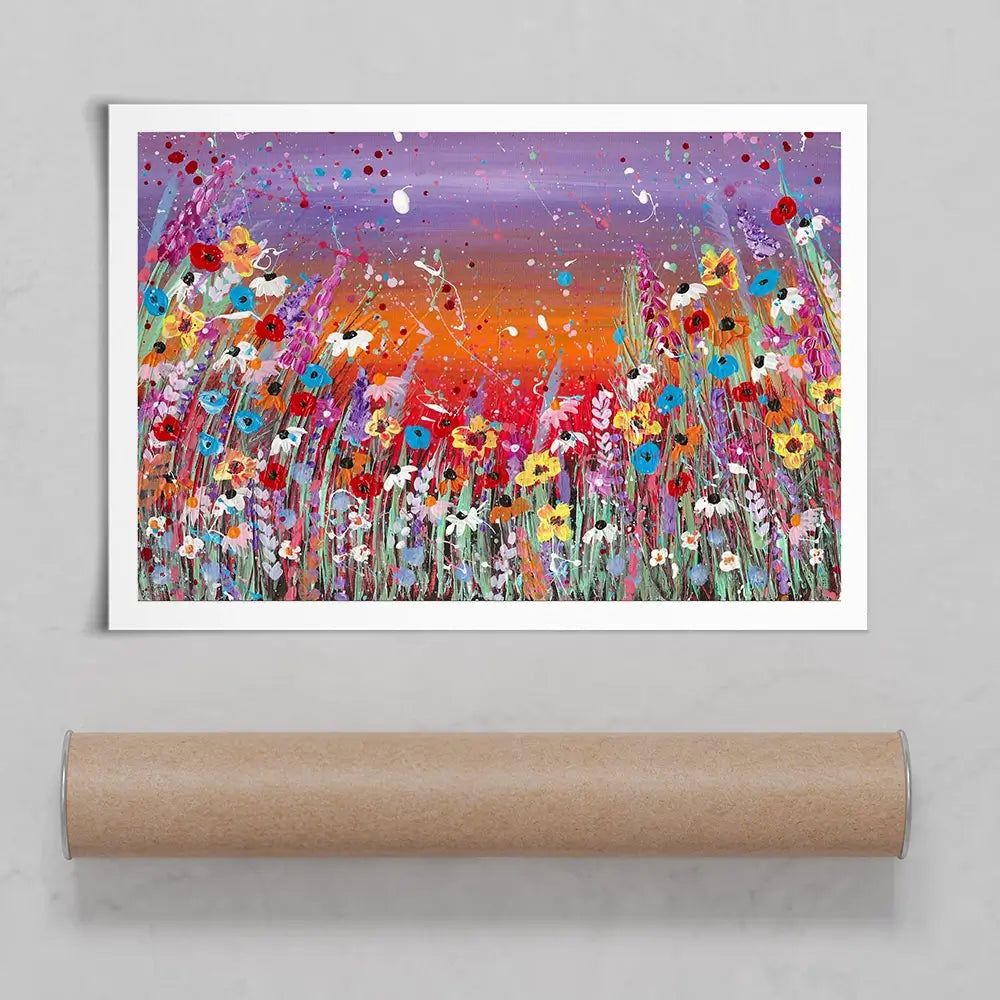 Sunset Splashing Art Print
