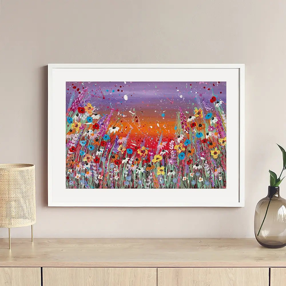 Sunset Splashing Framed Art Print