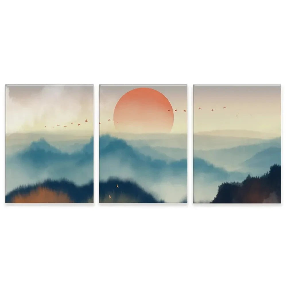 Misty Birds Trio Canvas Print