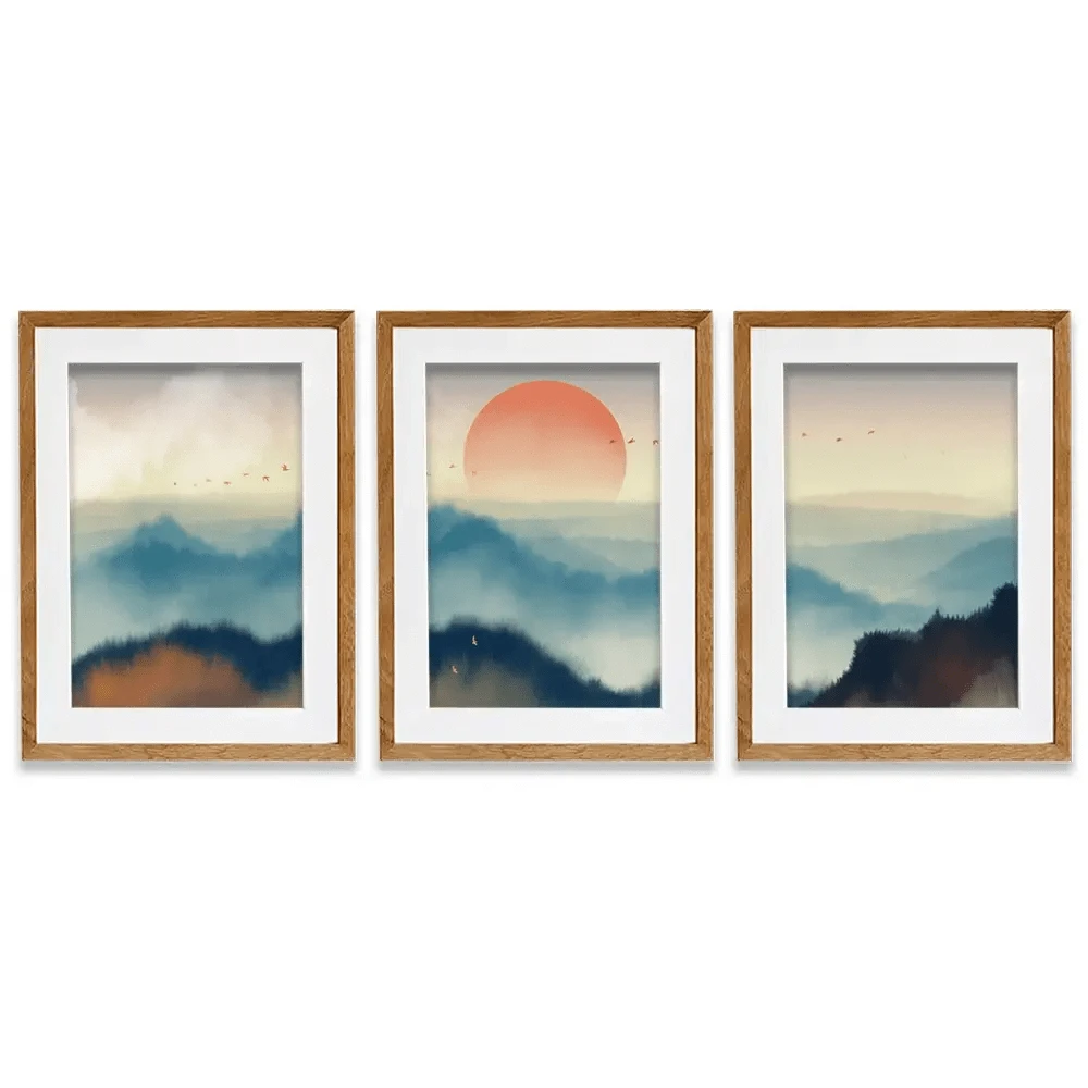 Misty Birds Framed Art Print Trio