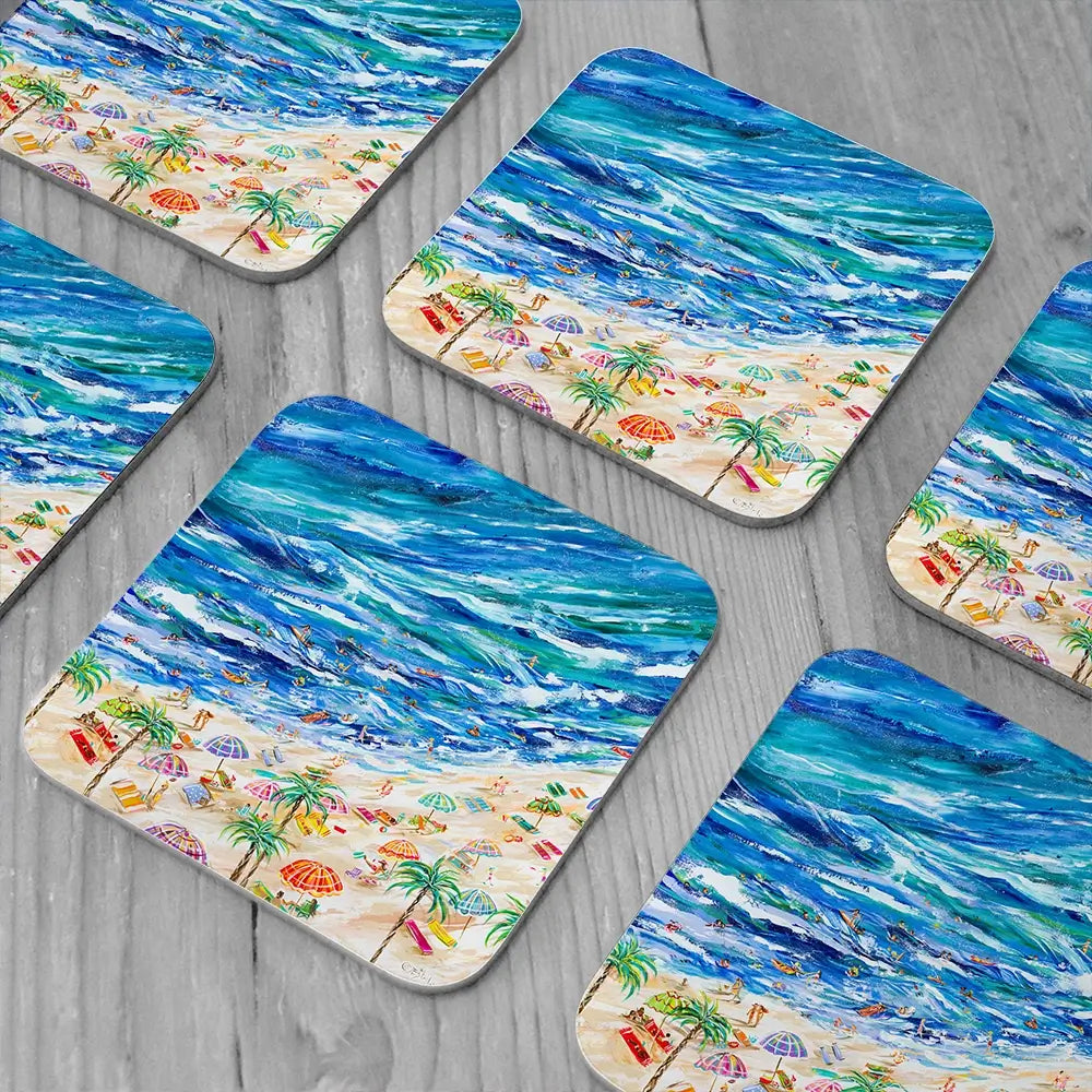 A Day At The Beach Coaster Set Rainbow Soul Tree Coaster Set | Rainbow Soul Tree Art Coasters wall art product Estelle Grengs - Independent
