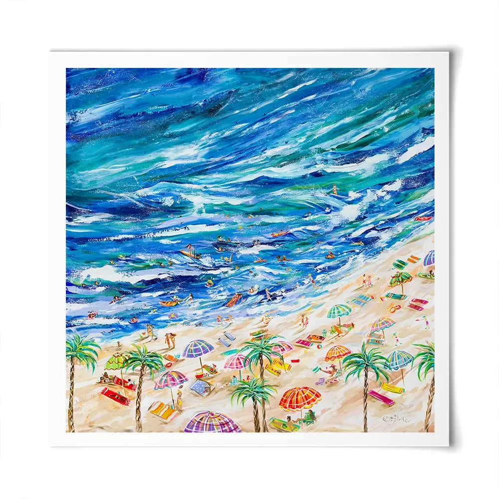 A Day At The Beach Square Art Print A Day At The Beach Square Art Print wall art product Estelle Grengs - Independent