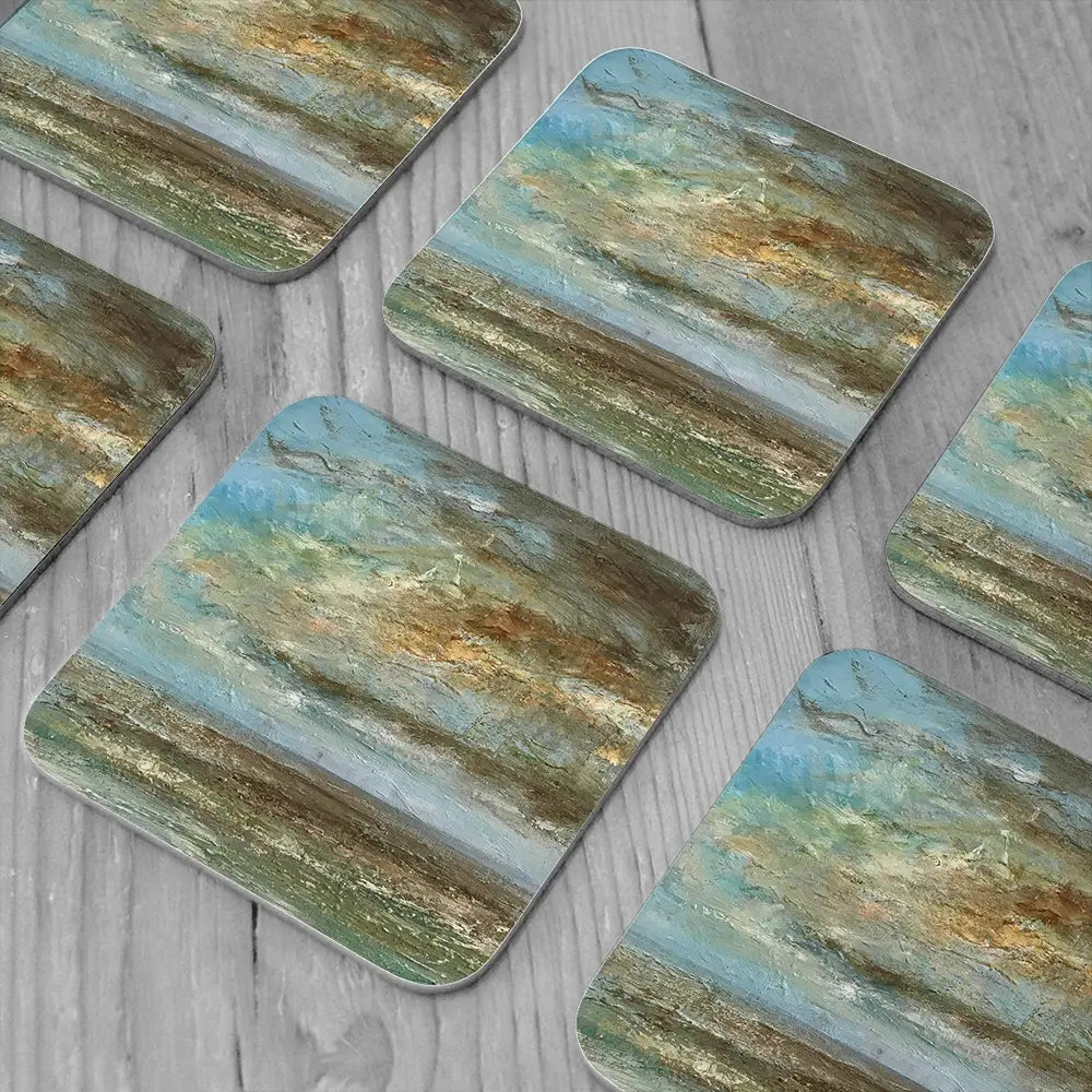 A Distant Sail Coaster Set Rainbow Soul Tree Coaster Set | Rainbow Soul Tree Art Coasters wall art product Craig Askew
