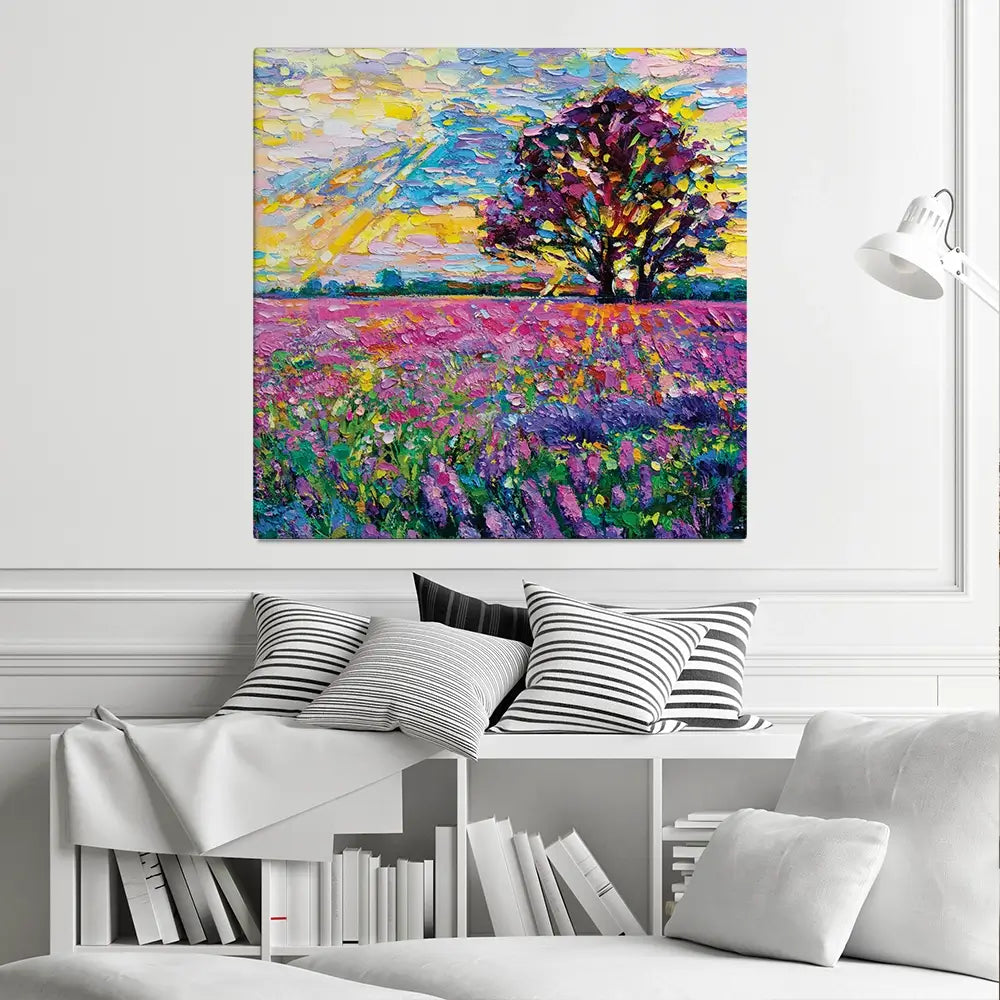 A Field Filled With Colour Square Canvas Print A Field Filled With Colour Square Canvas Print wall art product Ivailo Nikolov / Shutterstock
