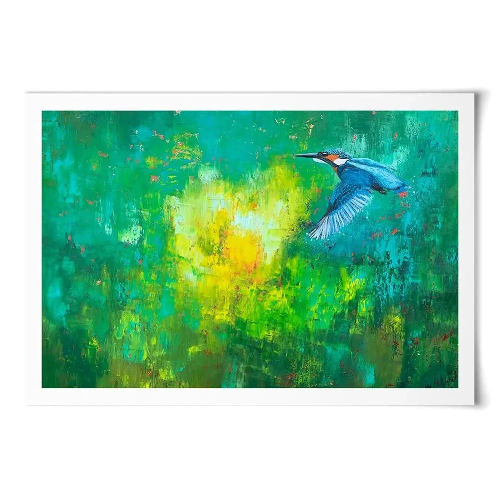 A Flash Of Blue Kingfisher Art Print A Flash Of Blue Kingfisher Art Print wall art product Laure Bury