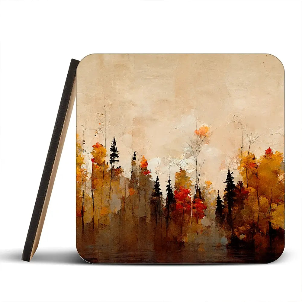 A Forest In Autumn Coaster Set A Forest In Autumn Coaster Set wall art product Treechild