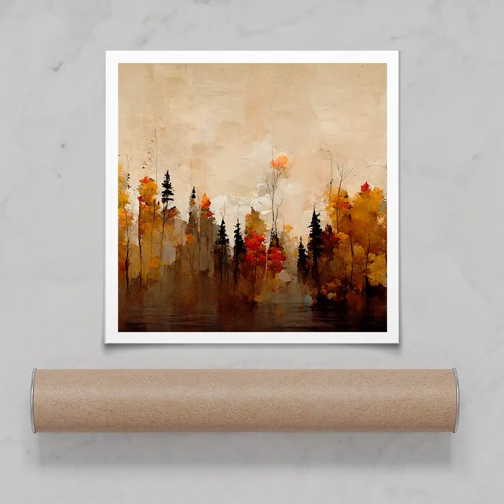 A Forest In Autumn Square Art Print A Forest In Autumn Square Art Print wall art product Treechild