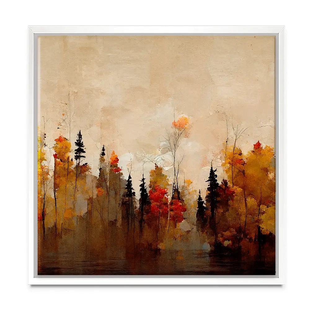 A Forest In Autumn Square Canvas Print A Forest In Autumn Square Canvas Print wall art product Treechild