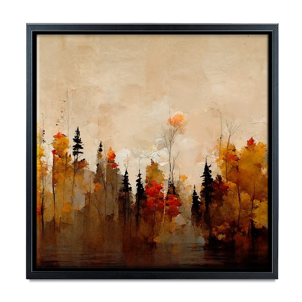 A Forest In Autumn Square Canvas Print A Forest In Autumn Square Canvas Print wall art product Treechild