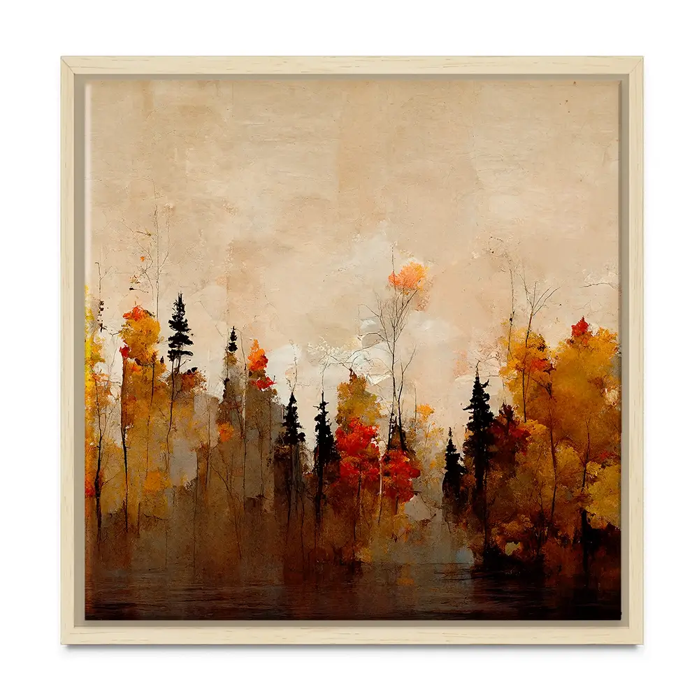 A Forest In Autumn Square Canvas Print A Forest In Autumn Square Canvas Print wall art product Treechild