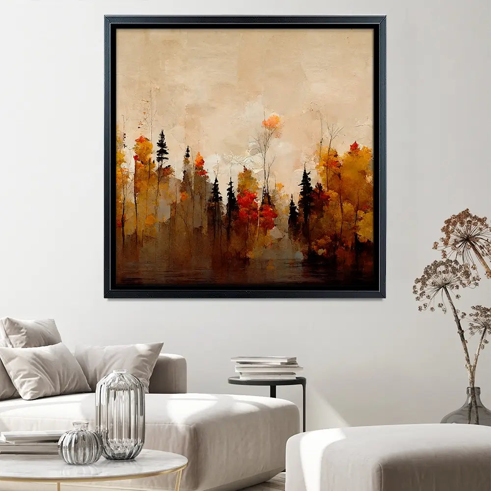 A Forest In Autumn Square Canvas Print A Forest In Autumn Square Canvas Print wall art product Treechild