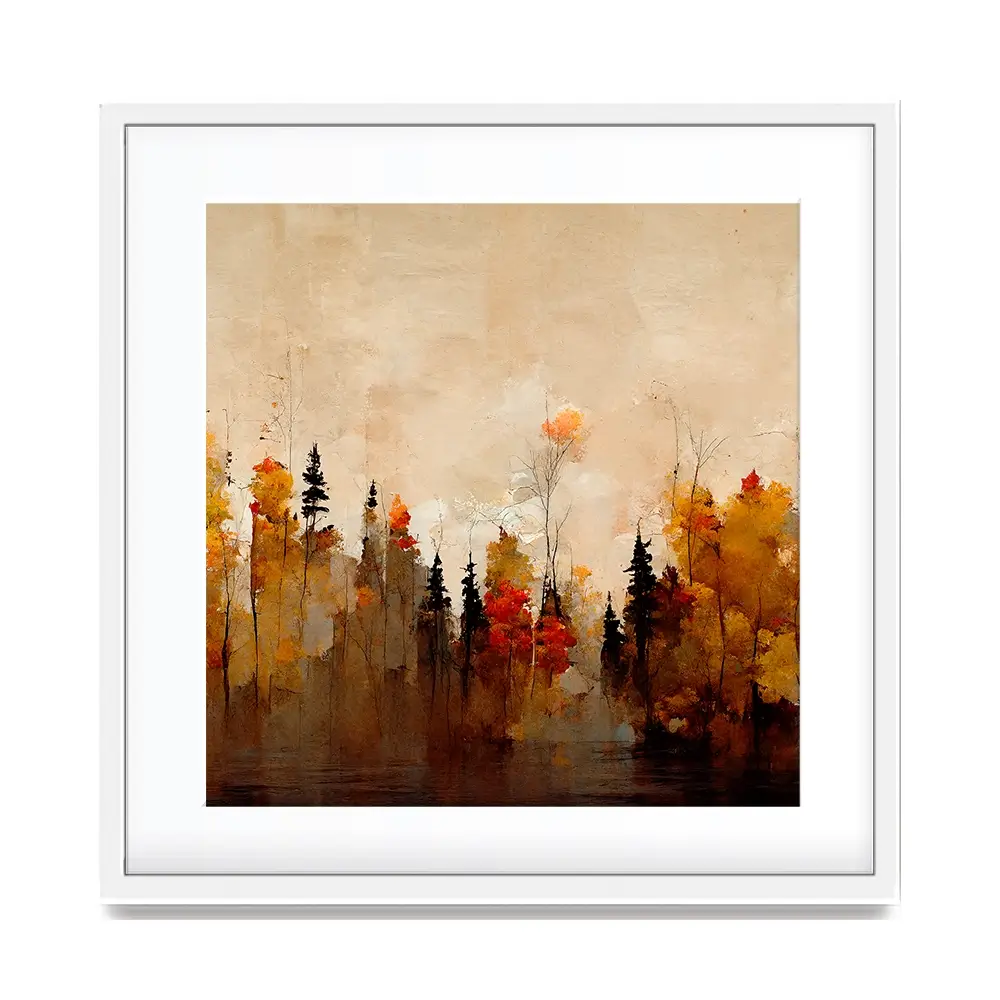 A Forest In Autumn Square Framed Art Print A Forest In Autumn Square Framed Art Print wall art product Treechild