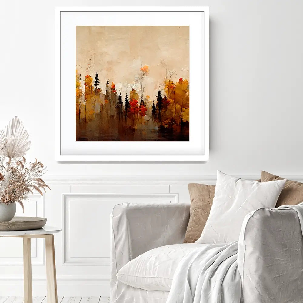 A Forest In Autumn Square Framed Art Print A Forest In Autumn Square Framed Art Print wall art product Treechild