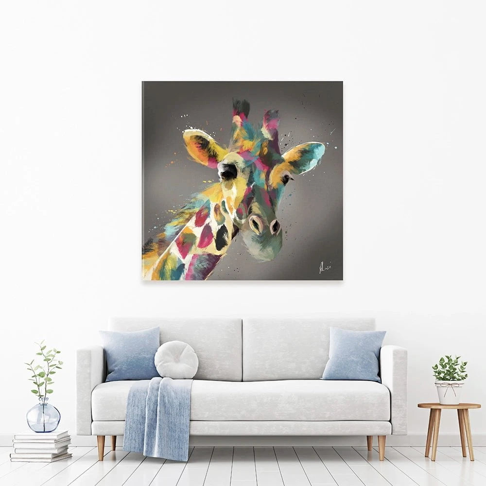 A Giraffe In Multicolour Canvas Print A Giraffe In Multicolour Canvas Print wall art product Aimee Linzi