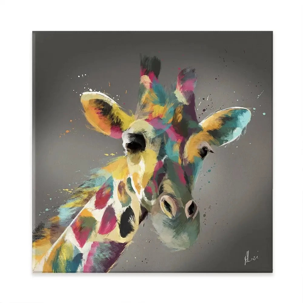 A Giraffe In Multicolour Canvas Print A Giraffe In Multicolour Canvas Print wall art product Aimee Linzi