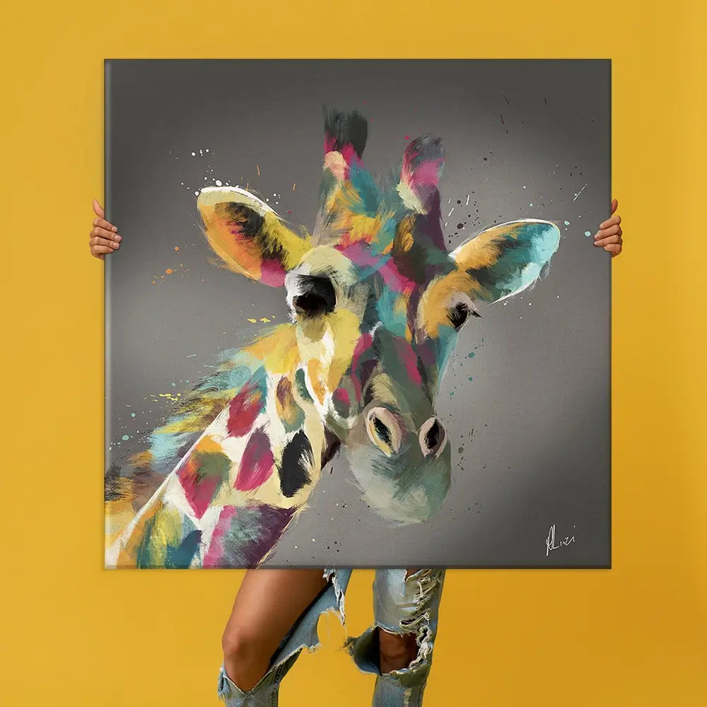 A Giraffe In Multicolour Oversized Canvas Print A Giraffe In Multicolour Oversized Canvas Print wall art product Art Print Shop