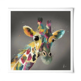 A Giraffe In Multicolour Square Art Print A Giraffe In Multicolour Square Art Print wall art product Aimee Linzi