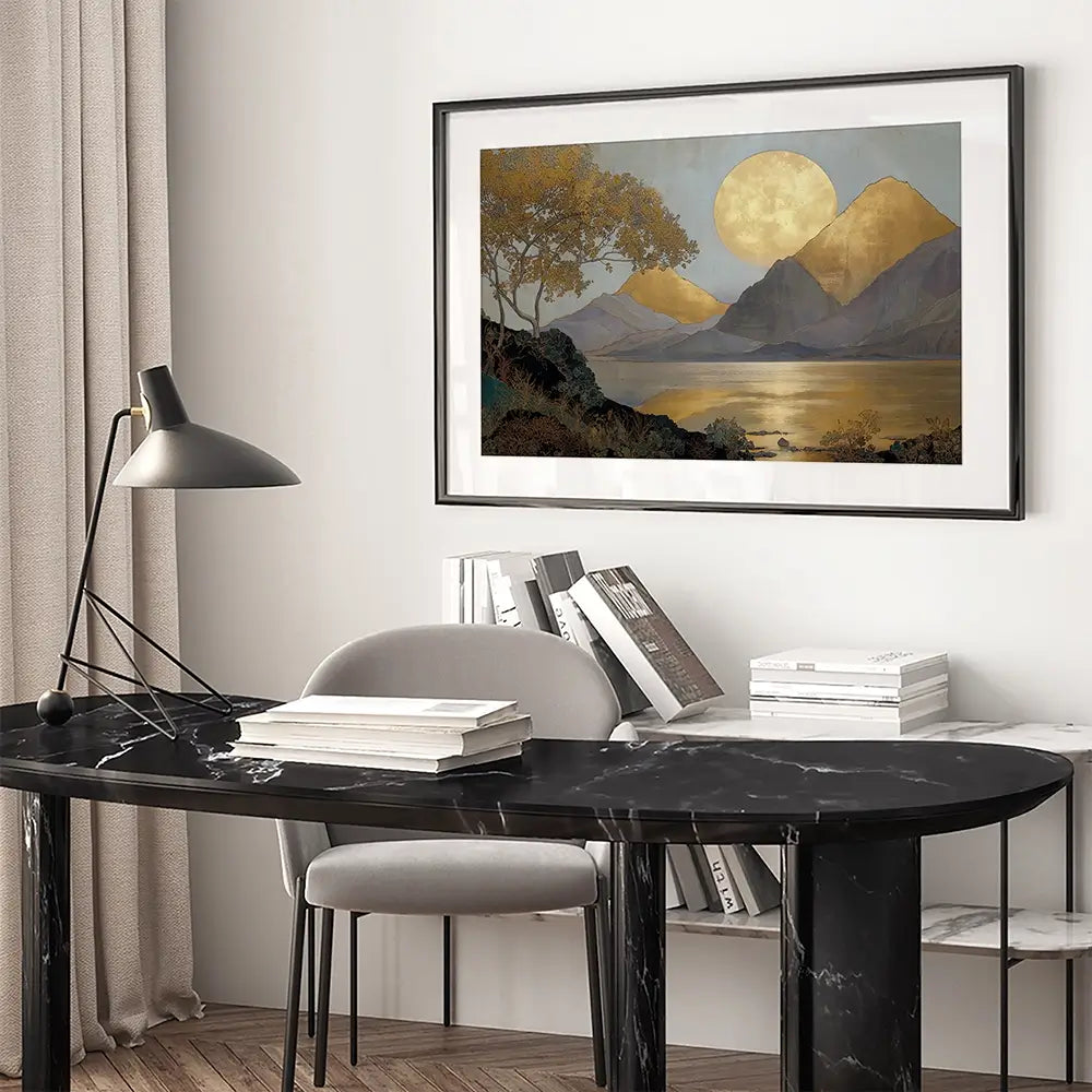 A Golden View Framed Art Print A Golden View Framed Art Print wall art product IAmHomeStudio