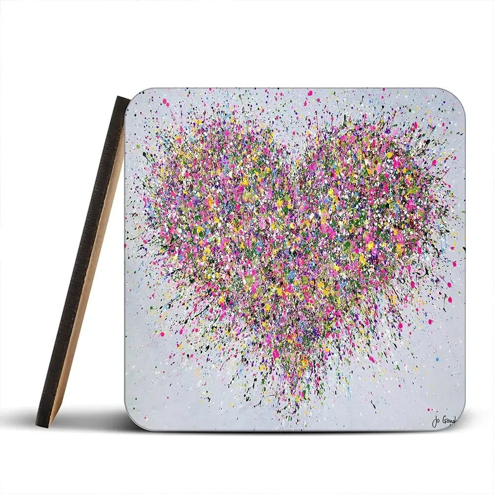 A Happy Heart Coaster Set Rainbow Soul Tree Coaster Set | Rainbow Soul Tree Art Coasters wall art product Jo Gough