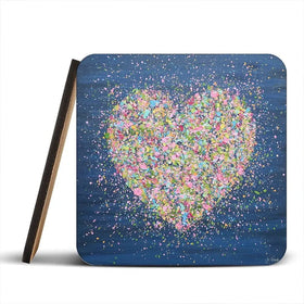 A Heart Full Of Love Coaster Set Rainbow Soul Tree Coaster Set | Rainbow Soul Tree Art Coasters wall art product Jo Gough