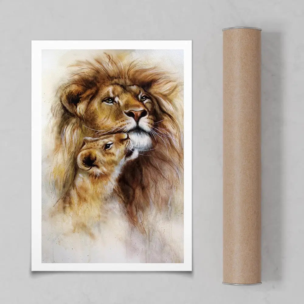 A Lions Love Art Print A Lions Love Art Print wall art product Jozef Klopacka / Shutterstock