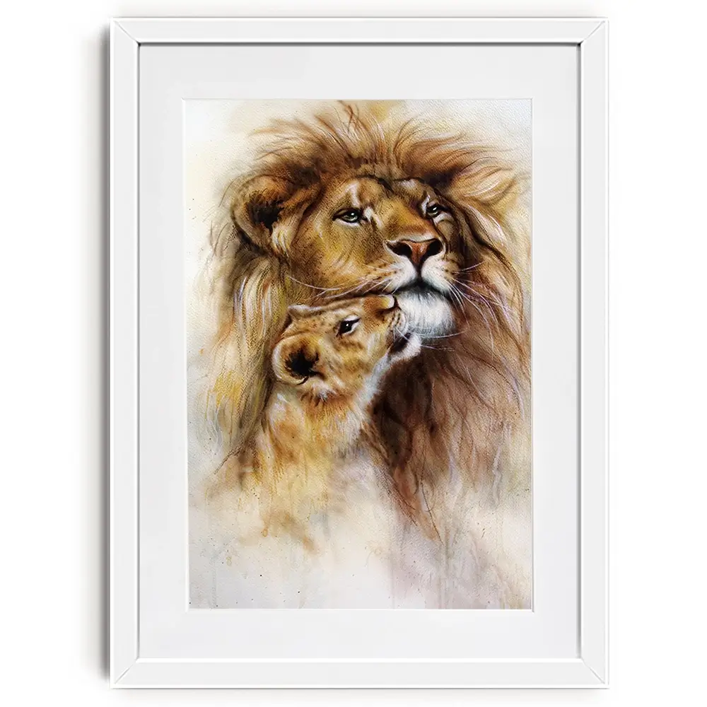 A Lions Love Framed Art Print A Lions Love Framed Art Print wall art product Jozef Klopacka / Shutterstock