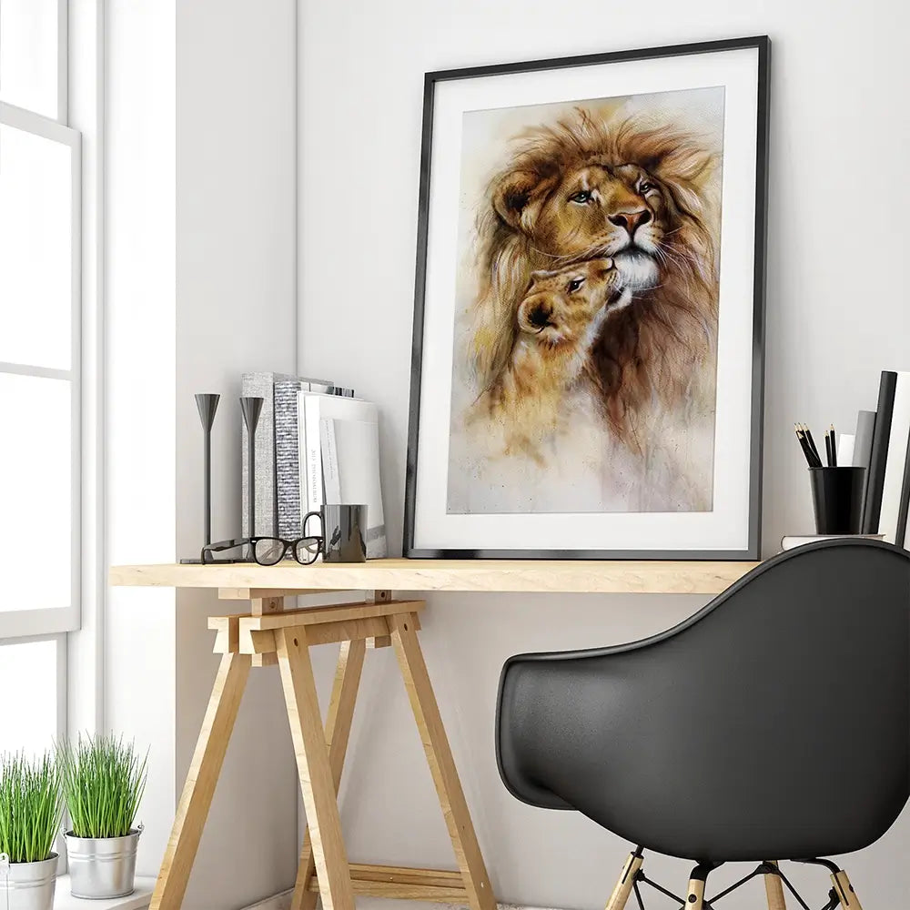 A Lions Love Framed Art Print A Lions Love Framed Art Print wall art product Jozef Klopacka / Shutterstock