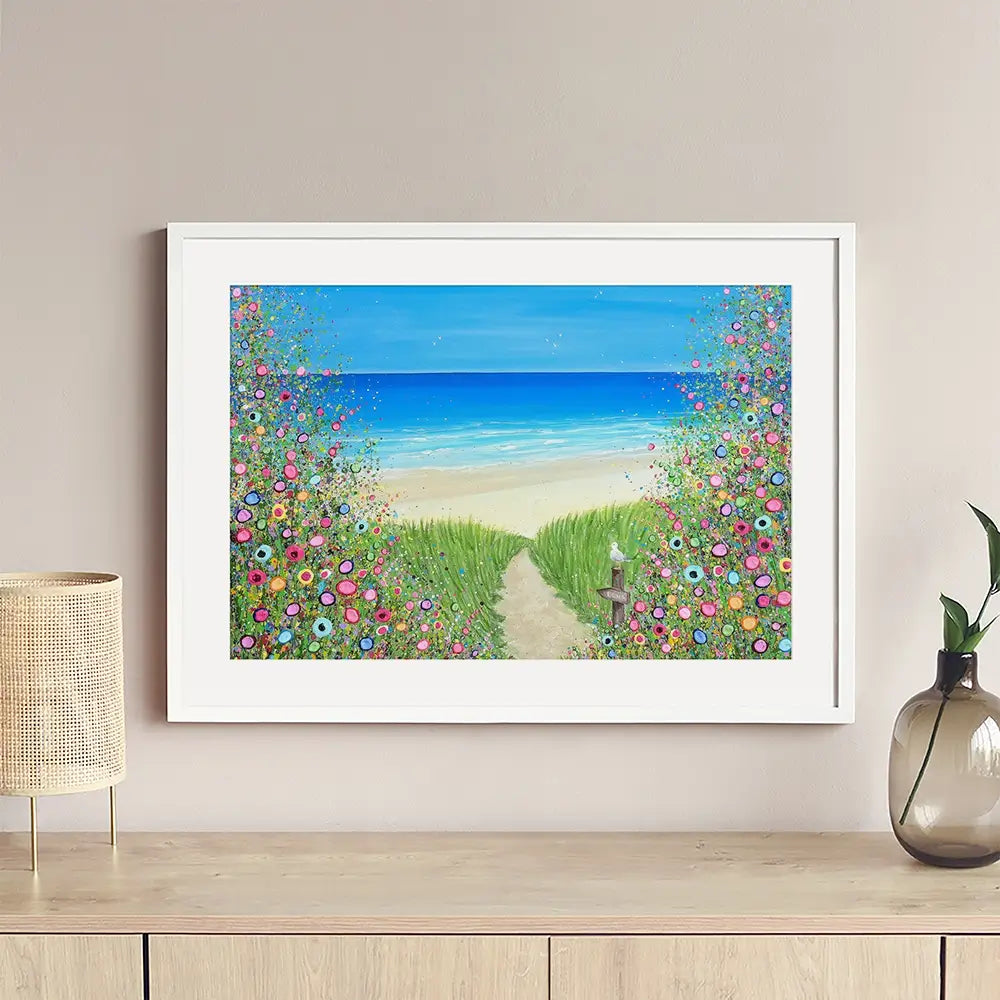 A Quiet Stroll To The Sea Framed Art Print A Quiet Stroll To The Sea Framed Art Print wall art product Jo Gough
