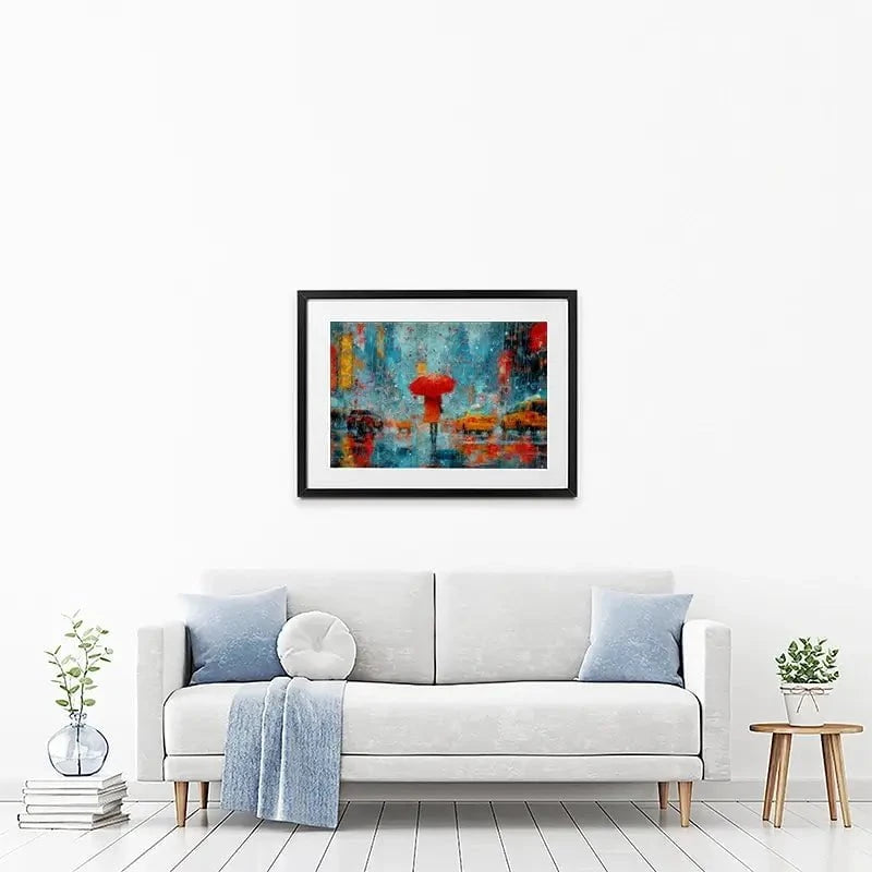 A Walk In Rainy New York Framed Art Print A Walk In Rainy New York Framed Art Print wall art product ChiliMili / Shutterstock
