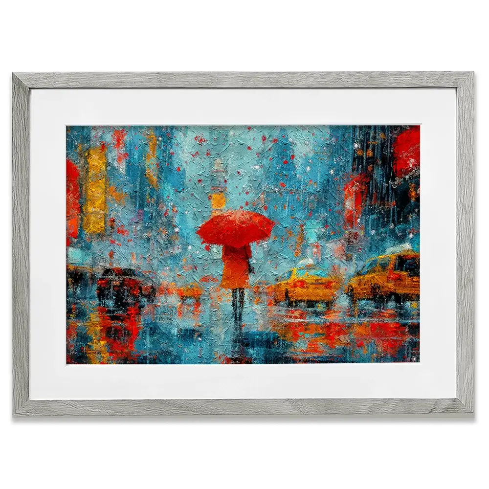 A Walk In Rainy New York Framed Art Print A Walk In Rainy New York Framed Art Print wall art product ChiliMili / Shutterstock