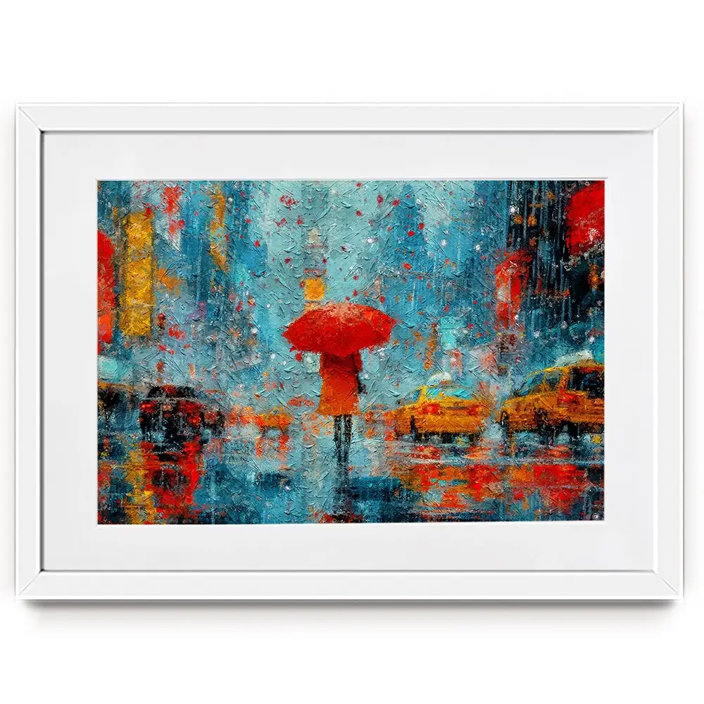 A Walk In Rainy New York Framed Art Print A Walk In Rainy New York Framed Art Print wall art product ChiliMili / Shutterstock