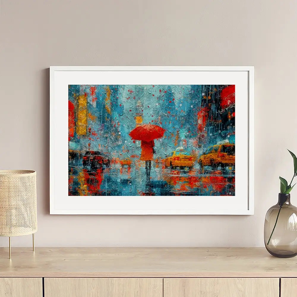 A Walk In Rainy New York Framed Art Print A Walk In Rainy New York Framed Art Print wall art product ChiliMili / Shutterstock
