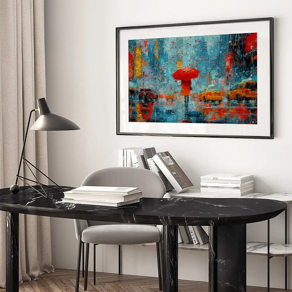 A Walk In Rainy New York Framed Art Print A Walk In Rainy New York Framed Art Print wall art product ChiliMili / Shutterstock