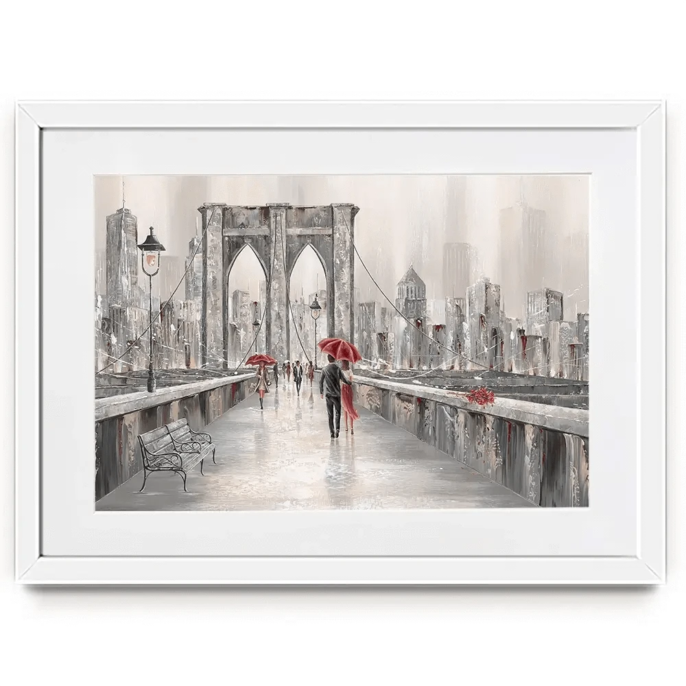 A Walk On Brooklyn Bridge Framed Art Print A Walk On Brooklyn Bridge Framed Art Print wall art product Isabella Karolewicz