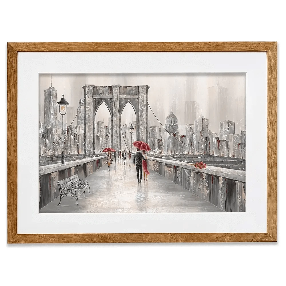 A Walk On Brooklyn Bridge Framed Art Print A Walk On Brooklyn Bridge Framed Art Print wall art product Isabella Karolewicz