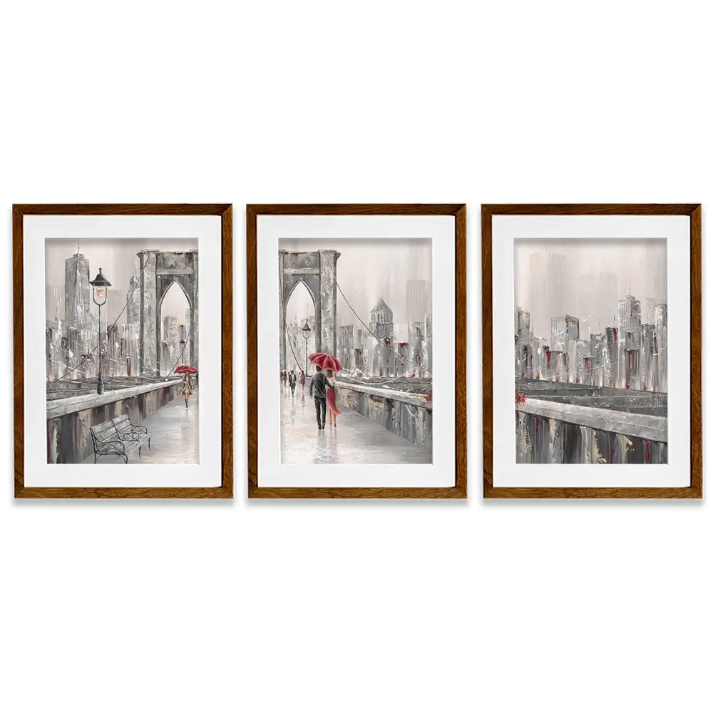 A Walk On Brooklyn Bridge Framed Art Print Trio A Walk On Brooklyn Bridge Framed Art Print Trio wall art product Isabella Karolewicz