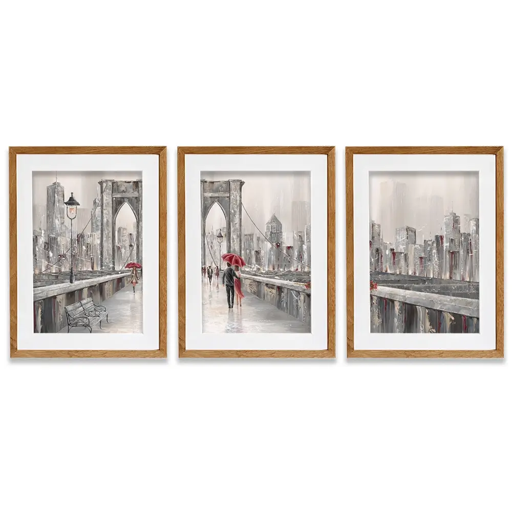 A Walk On Brooklyn Bridge Framed Art Print Trio A Walk On Brooklyn Bridge Framed Art Print Trio wall art product Isabella Karolewicz