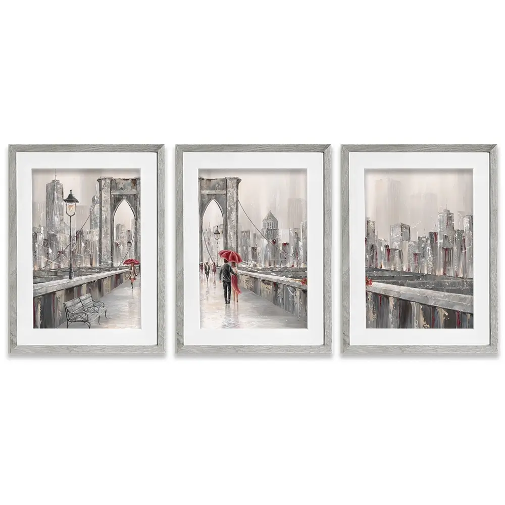 A Walk On Brooklyn Bridge Framed Art Print Trio A Walk On Brooklyn Bridge Framed Art Print Trio wall art product Isabella Karolewicz