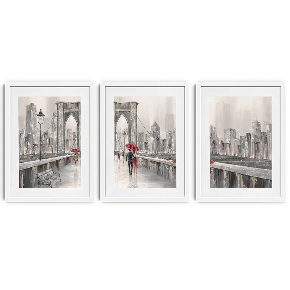 A Walk On Brooklyn Bridge Framed Art Print Trio A Walk On Brooklyn Bridge Framed Art Print Trio wall art product Isabella Karolewicz