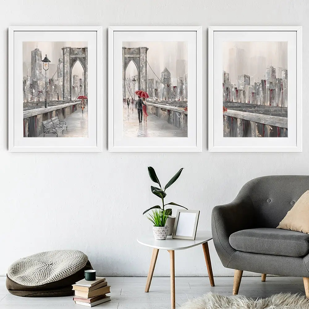 A Walk On Brooklyn Bridge Framed Art Print Trio A Walk On Brooklyn Bridge Framed Art Print Trio wall art product Isabella Karolewicz