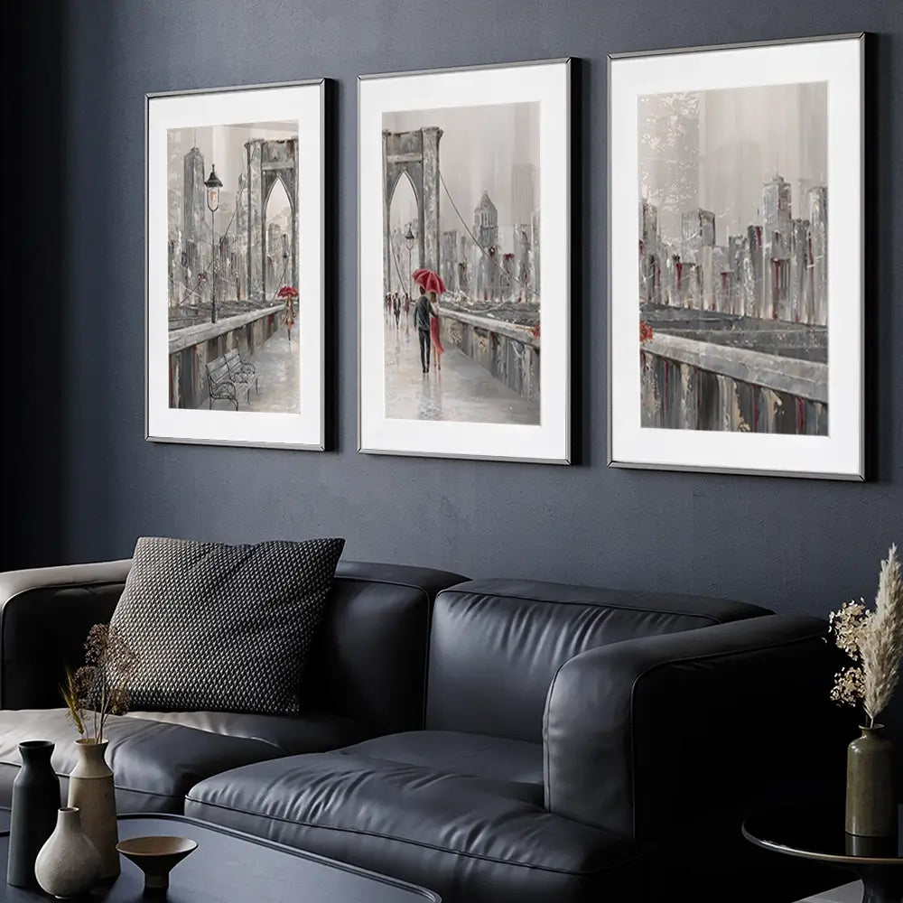 A Walk On Brooklyn Bridge Framed Art Print Trio A Walk On Brooklyn Bridge Framed Art Print Trio wall art product Isabella Karolewicz
