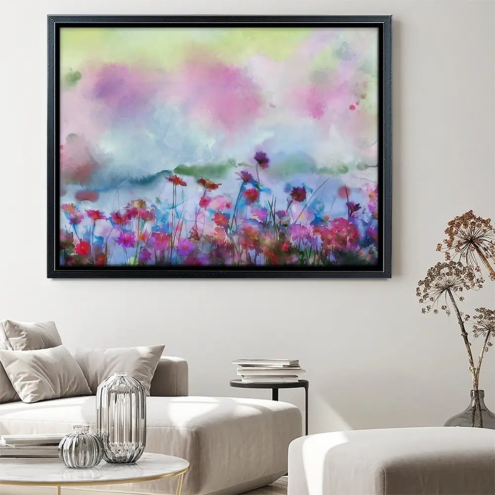 A Watercolour Flower Field Canvas Print A Watercolour Flower Field Canvas Print wall art product Art Print Shop
