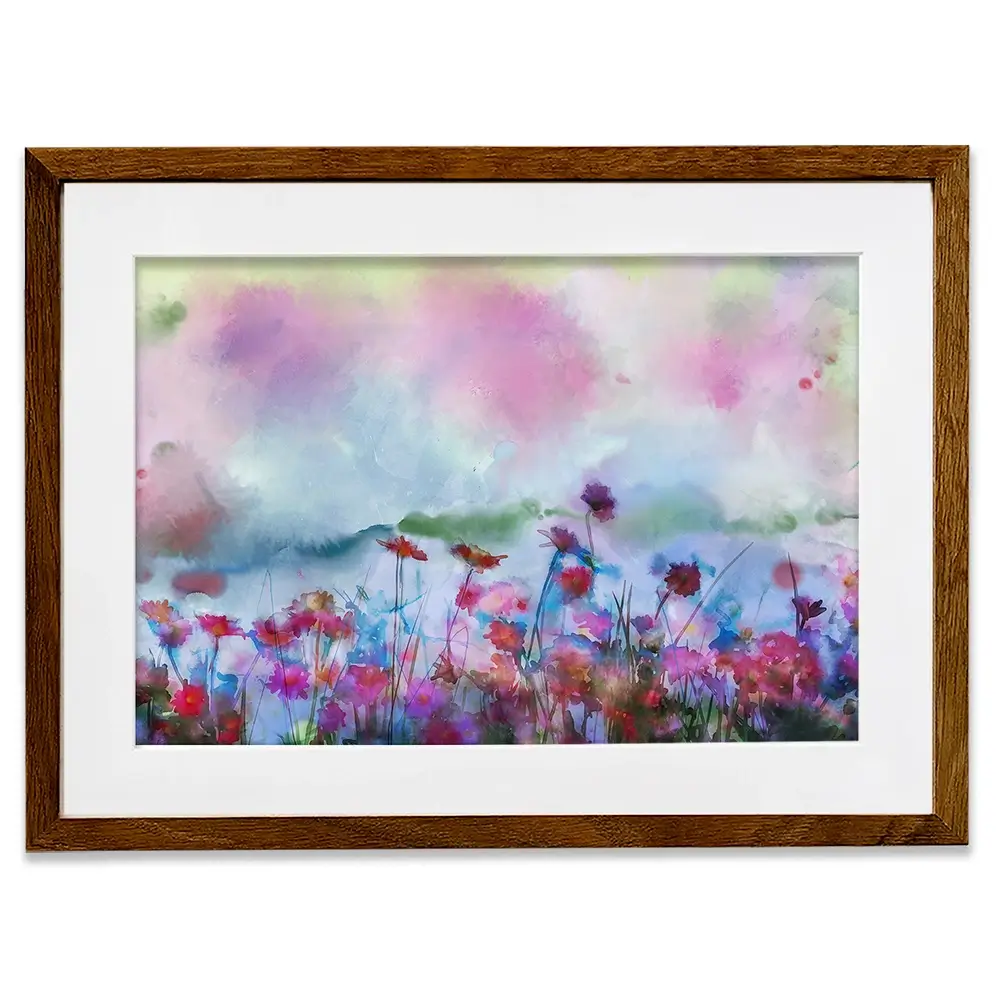 A Watercolour Flower Field Framed Art Print A Watercolour Flower Field Framed Art Print wall art product Art Print Shop