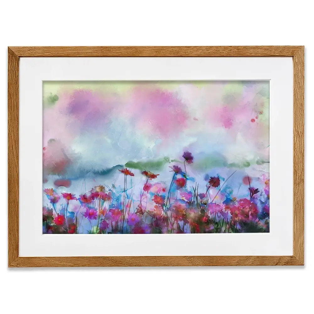 A Watercolour Flower Field Framed Art Print A Watercolour Flower Field Framed Art Print wall art product Art Print Shop