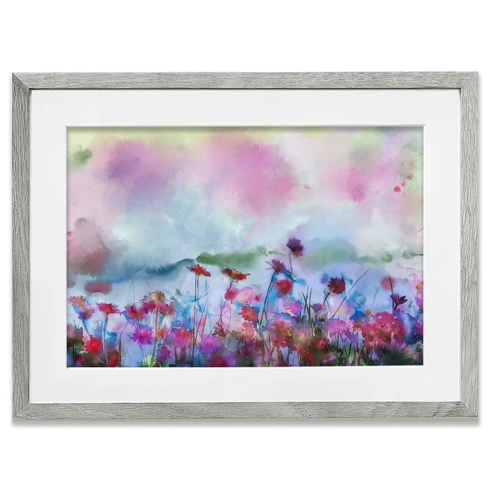 A Watercolour Flower Field Framed Art Print A Watercolour Flower Field Framed Art Print wall art product Art Print Shop