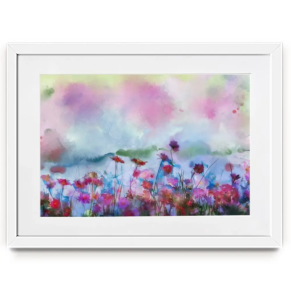 A Watercolour Flower Field Framed Art Print A Watercolour Flower Field Framed Art Print wall art product Art Print Shop