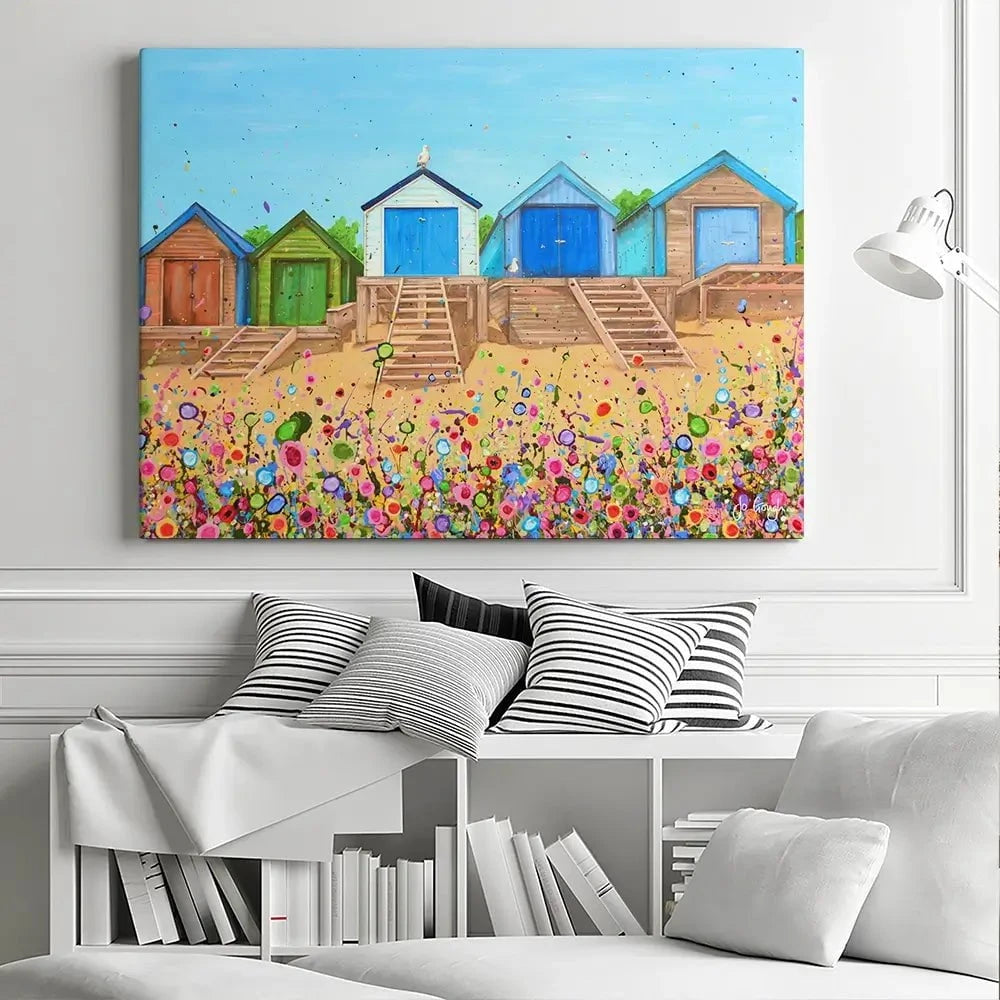 Abersoch Beach Huts Canvas Print Abersoch Beach Huts Canvas Print wall art product Jo Gough